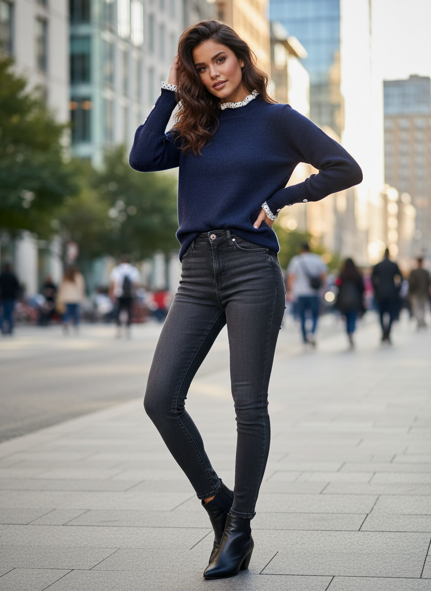 PULL AURA - Bleu marine